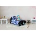 Miniature 1:12 scale bed, dollhouse furniture blanket