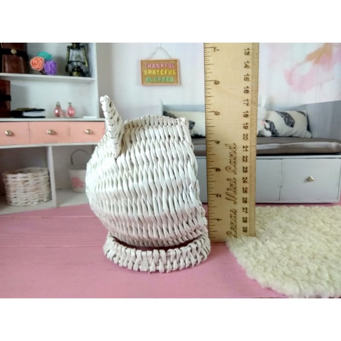 Pet bed for dollhouse decorative wicker storage