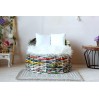 Miniature wicker sofa, round multi-color dollhouse