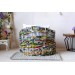 Miniature wicker sofa, round multi-color dollhouse