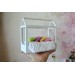 Miniature frame bed, dollhouse wooden canopy 