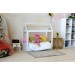 Miniature frame bed, dollhouse wooden canopy 