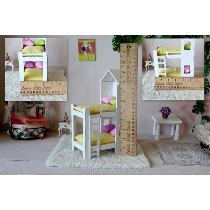 Miniature bunk bed 1/12 scale dollhouse furniture 