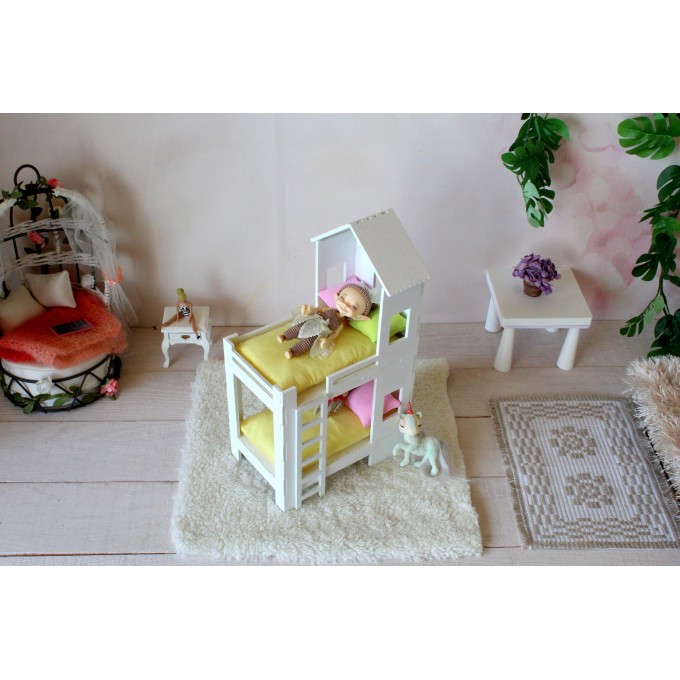 Miniature bunk bed 1/12 scale dollhouse furniture 