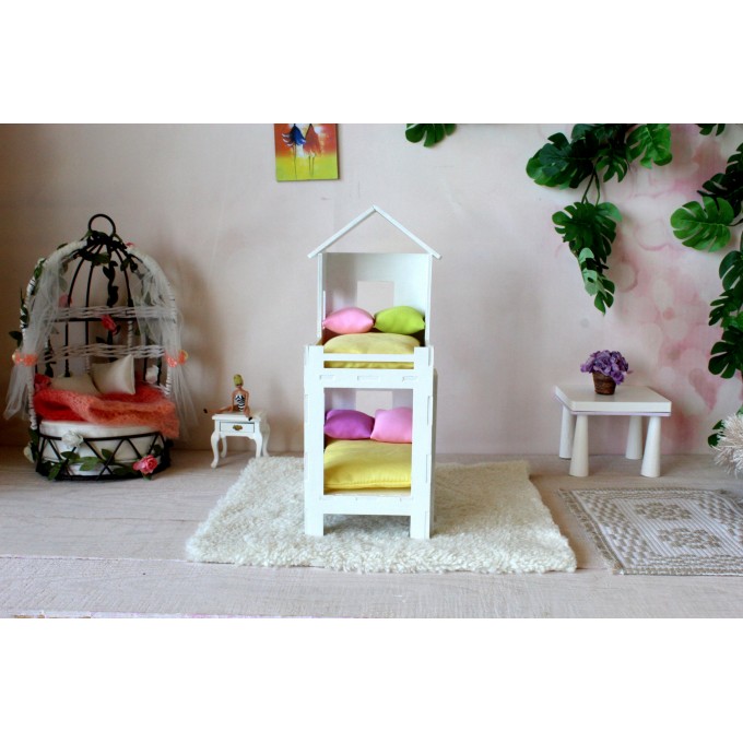 Miniature bunk bed 1/12 scale dollhouse furniture 