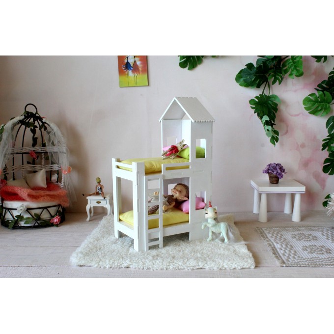 Miniature bunk bed 1/12 scale dollhouse furniture 