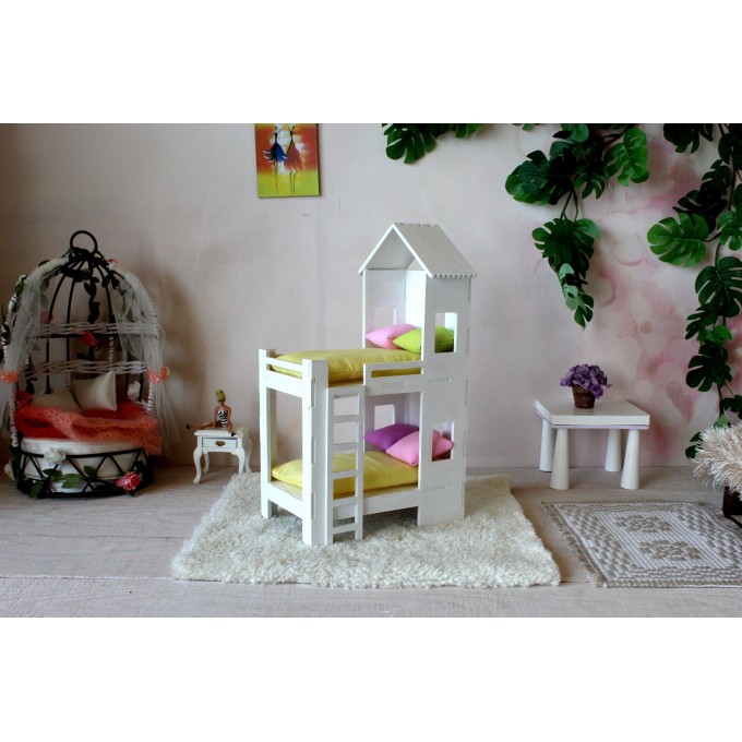 Miniature bunk bed 1/12 scale dollhouse furniture 