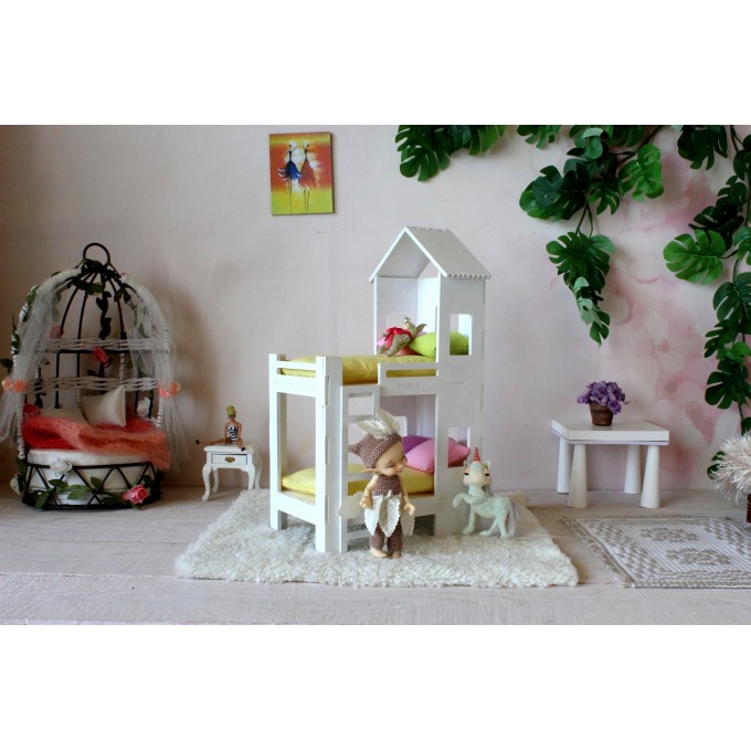 Miniature bunk bed 1/12 scale dollhouse furniture 