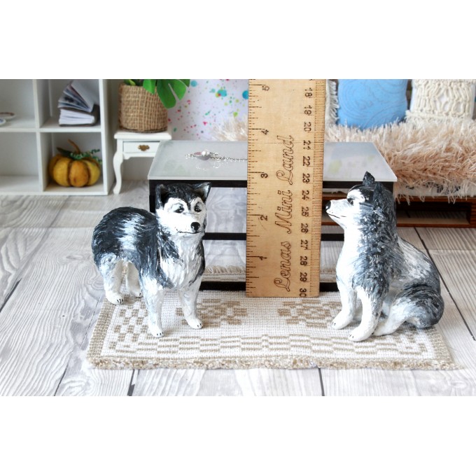 Miniature dog Siberian husky dollhouse pet animal