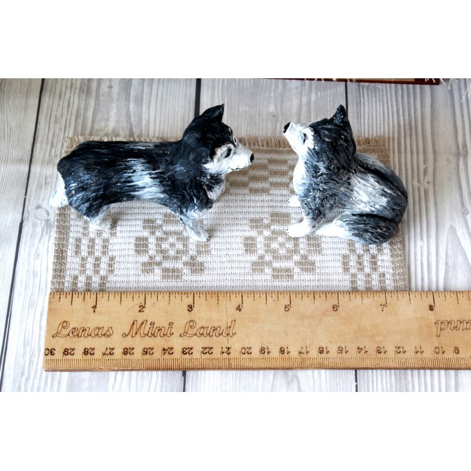 Miniature dog Siberian husky dollhouse pet animal