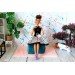 Miniature furniture pouf bed 2 in 1 seat 1:6 scale