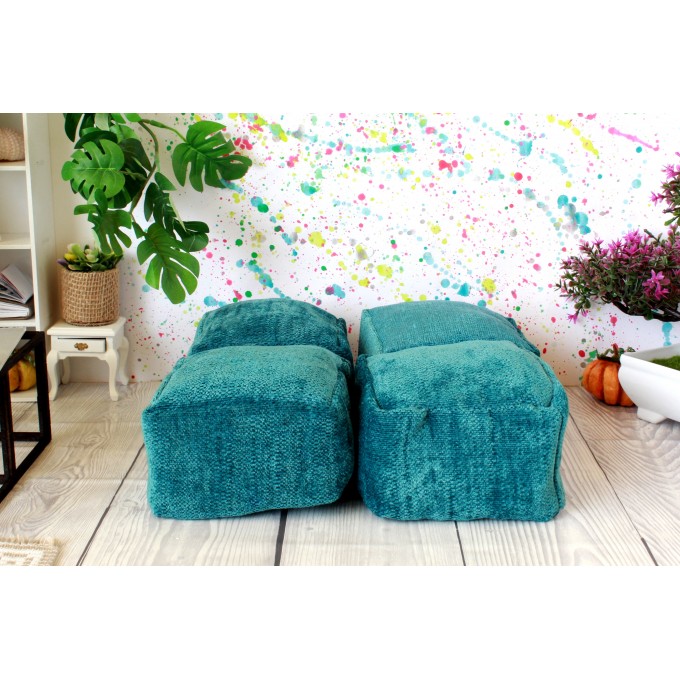 Miniature furniture pouf bed 2 in 1 seat 1:6 scale