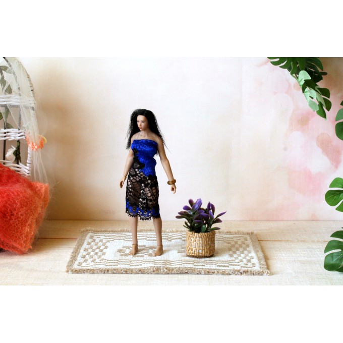 Miniature boho plant with pot for dolls house tiny