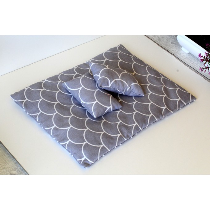 Dollhouse bedding set miniature gray color 1:6 scale
