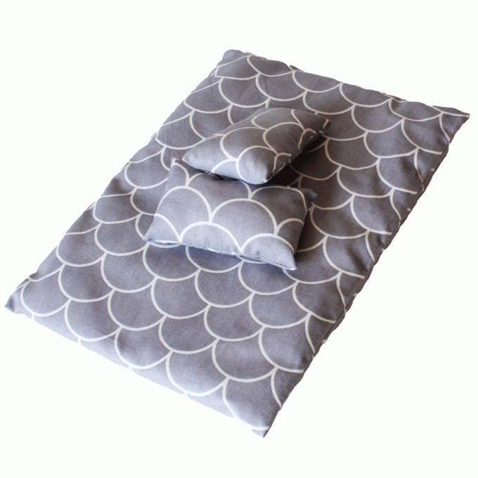 Dollhouse bedding set miniature gray color 1:6 scale