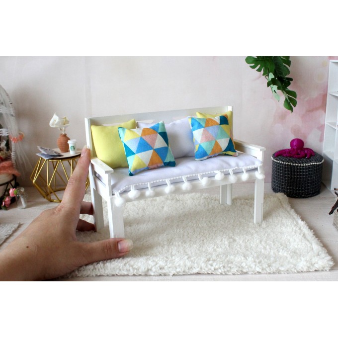 Miniature sofa 1:6 scale digital file. Dollhouse furniture