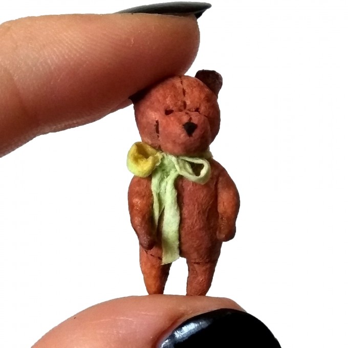 Micro teddy bear toy for 1:12 scale BJD dolls. Doll