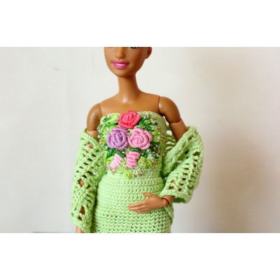Crochet green dress
