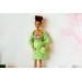 Miniature dress for Barb doll. Green color crochet 