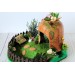 Miniature fairy garden house in tea cup room inside 