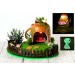 Miniature fairy garden house in tea cup room inside 