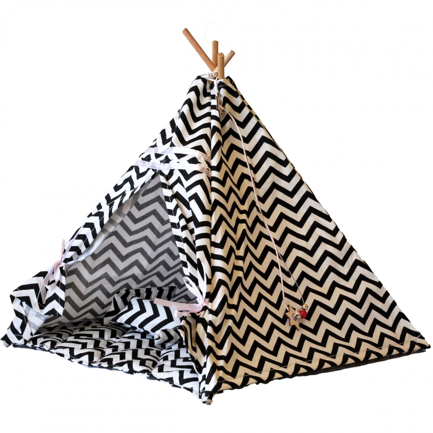 Miniature dollhouse teepee tent, 12 inch zigzag fashion BJD doll picnic
