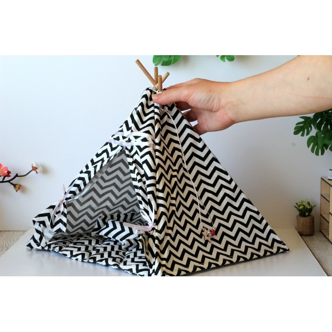 Miniature dollhouse teepee tent, 12 inch zigzag 