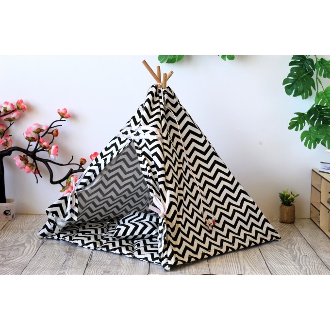 Miniature dollhouse teepee tent, 12 inch zigzag 