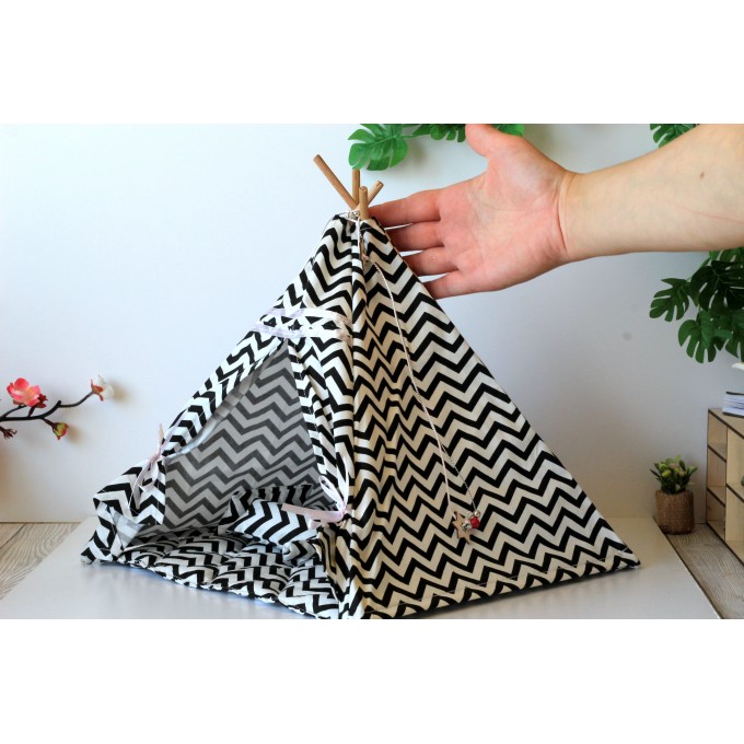 Miniature dollhouse teepee tent, 12 inch zigzag 