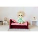 Miniature bed 1:12 scale dollhouse furniture, upholstered