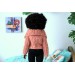 Knitted sweater Barb BJD doll. Pink chunky turtleneck 