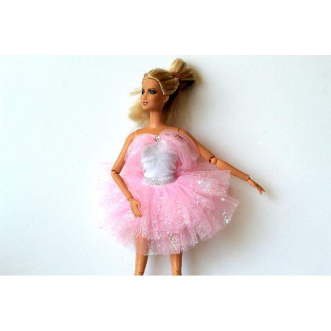 Barb doll outfit ballerina dress tu tu skirt white pink 