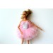 Barb doll outfit ballerina tu tu skirt top, white pink 