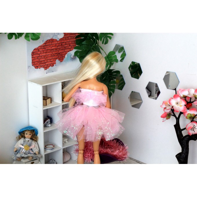 Barb doll outfit ballerina dress tu tu skirt white pink 