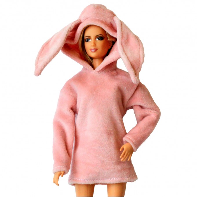 Doll sweater with bunny ears hood Barb BJD doll outfit