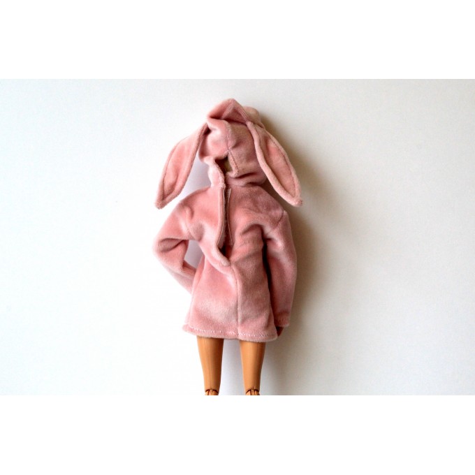 Doll sweater with bunny ears hood Barb BJD doll outfit