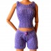 Top and shorts clothes set BJD doll miniature violet