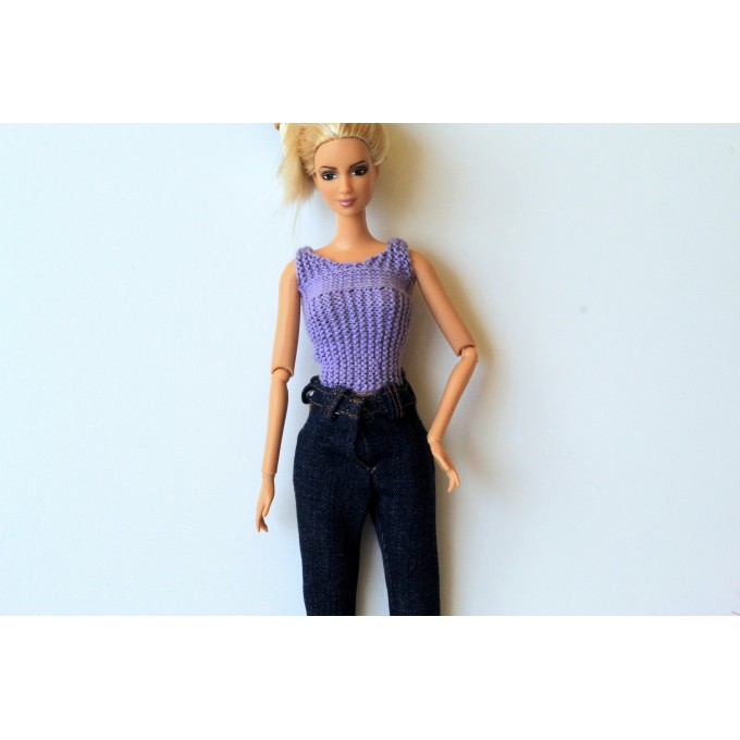 Top and shorts clothes set BJD doll miniature violet