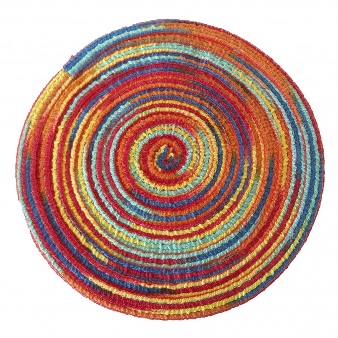 Dollhouse rug, round colorful miniature pad 