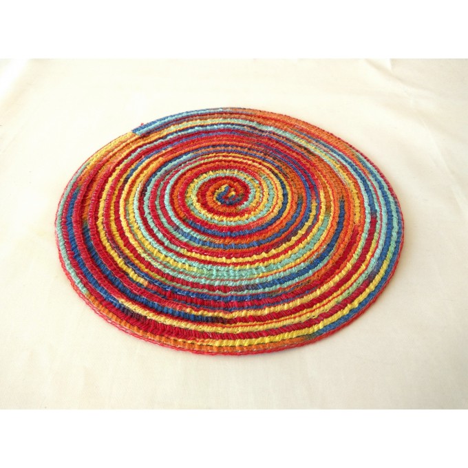 Dollhouse rug, round colorful miniature pad 