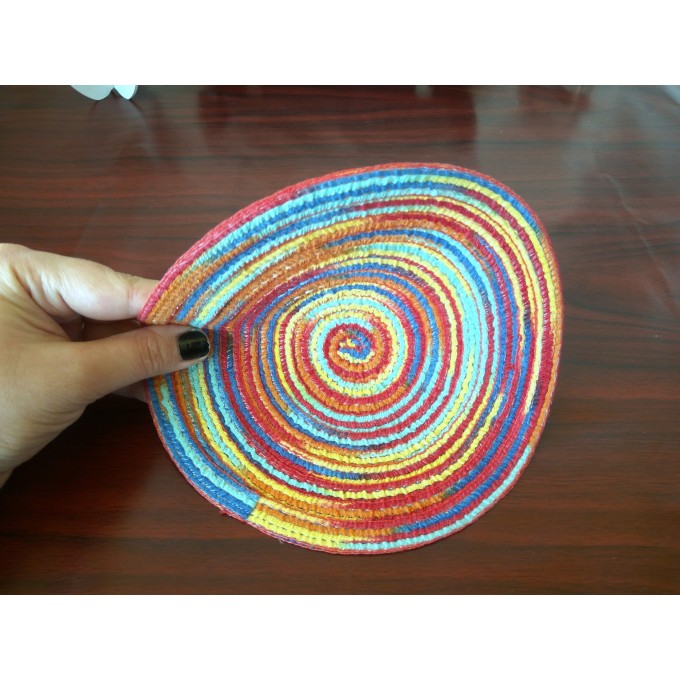 Dollhouse rug, round colorful miniature pad 