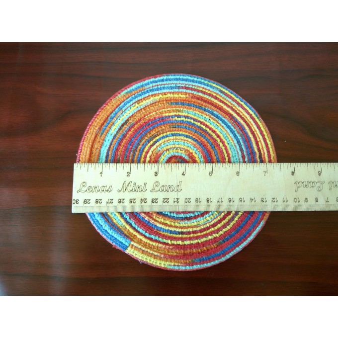 Dollhouse rug, round colorful miniature pad 