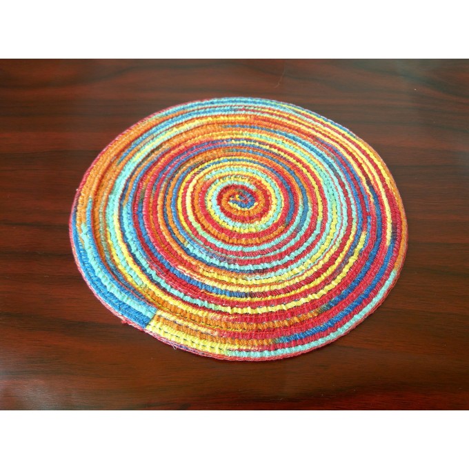 Dollhouse rug, round colorful miniature pad 