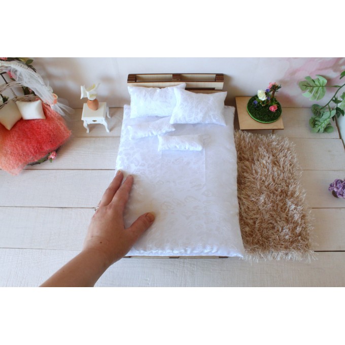 Miniature bedding set 1:6 scale bedspread 