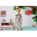 Barb doll dress, elegant gray outfit with jewelry 