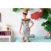 Barb doll dress, elegant gray outfit with jewelry 