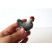 Miniature chicken figurine cotton felt hen rooster 