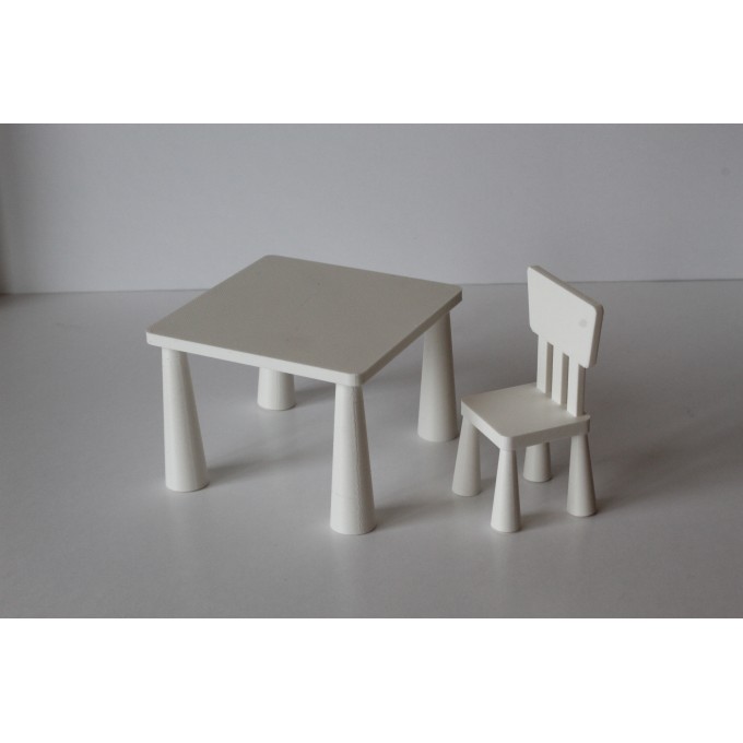 Miniature Mammut chair table set, 1:8 scale dollhouse 
