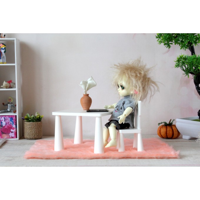 Miniature Mammut chair table set, 1:8 scale dollhouse 