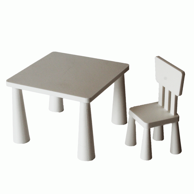Miniature Mammut chair table set, 1:8 scale dollhouse 